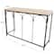 42.5" Black Arched Console Table with Zig Zag Patterned Top and Rattan Accents